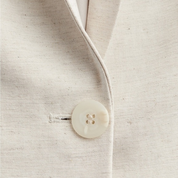 H&M Linen Blend Blazer- Neutral Lightweight Casual Workwear - Picture 4 of 9